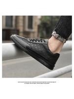 Zapatos Casuales para Hombre Auténtica Piel de Vaca, Baja Altura, Negro Puro, Moda, Zapatillas Deportivas - details 9