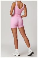 Conjunto deportivo cruzado de cintura alta para mujer, traje corto sin espalda, ajustado, desnudo, para Yoga, correr, Fitness - details 14