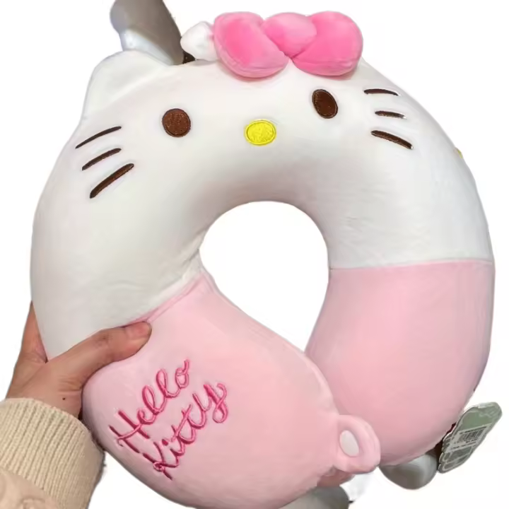 1pc Una linda almohada de peluche en forma de U de Hello Kitty - Suave, adecuada para viajes, descanso de oficina, siesta familiar, Navidad, Día de San Valentín, Día de Acción de Gracias, regalo de cumpleaños para novia - 1