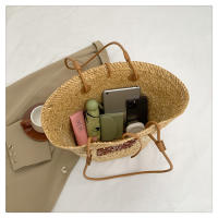 Bolso de Mano de Paja Tejido a Mano Bolso de Playa de Hombro para Vacaciones de Gran Capacidad - details 27