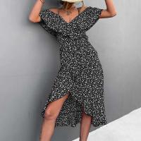 Vestido largo con tirantes y estampado floral para mujer, estilo bohemio de playa, moderno, un hombro, irregular, fresco diario - details 15