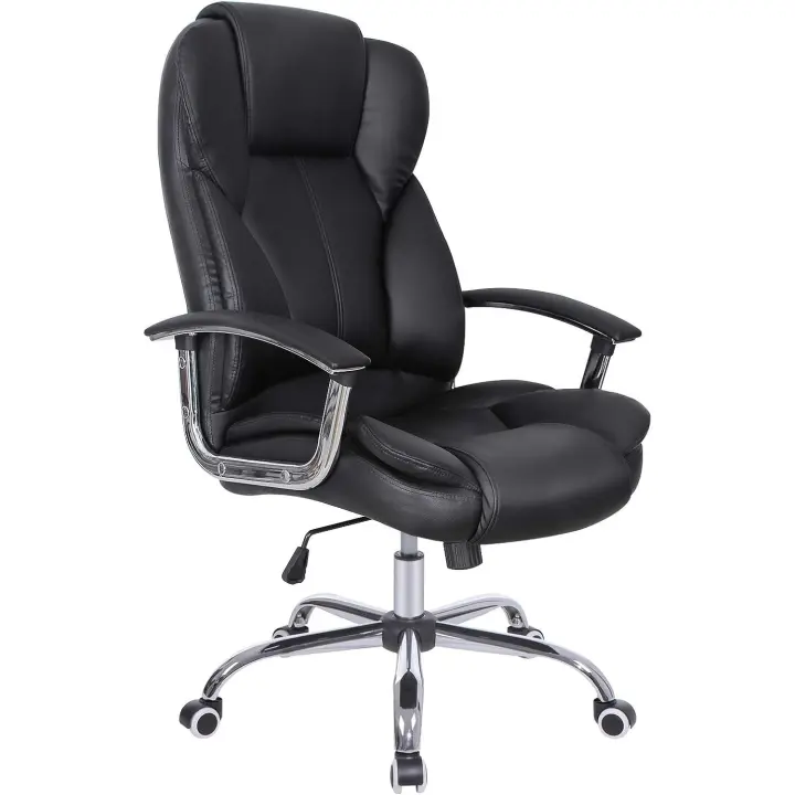 Silla de Oficina, Silla de Escritorio, Silla de Juego con Reposabrazos, Silla de Ordenador, Silla Ejecutiva, Altura Ajustable, para Estudio, Negro Tinta OBG57B - 1