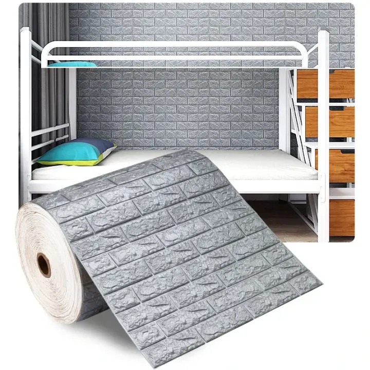 3D Wallpaper Stickers Roll Panel White Soft Foam Brick Marble Rock Cobblestone DIY Wall Home Room Decor Protect - 1