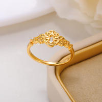 Anillos de acero inoxidable para mujer, Color dorado, anillo con forma de bloqueo de longevidad, resistente al agua, Vintage, símbolo de la suerte, joyería estética - details 4