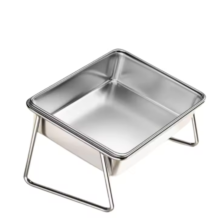 Cuencos elevados para comida para perros, cuenco de agua para gatos de acero inoxidable inclinado de 15 grados, protección del cuello, estante alto, plato de alimentación para mascotas para interiores - 1