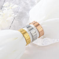 Anillos cruzados clásicos de acero inoxidable a la moda para mujeres y hombres joyería de lujo de Color dorado regalo de boda - details 1