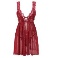 Ropa de dormir cómoda casual con cuello en V sexy para mujer de verano, ropa de dormir dividida de color sólido - details 12