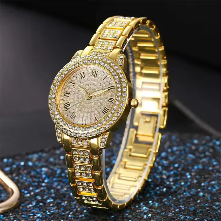 Reloj de Pulsera de Cuarzo de Moda para Mujeres Leten Brillo de Acero Inoxidable con Pulsera de Ladies con Diamantes de Imitación - 1
