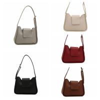 Bolso de hombro tejido de Color sólido a la moda, bolso de cuero Pu con hebilla, bolso pequeño de media luna, bolso de viaje para axila - details 1