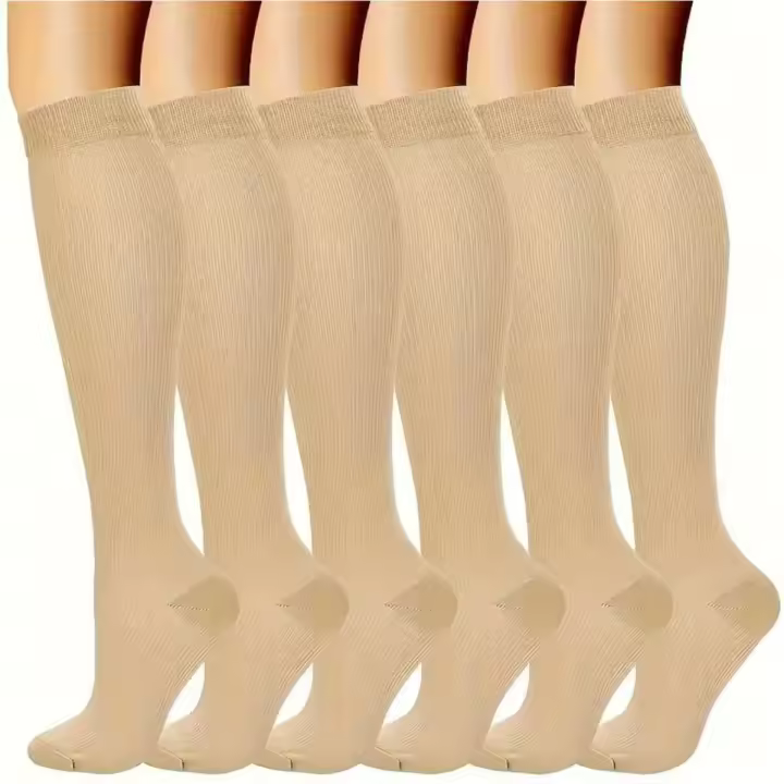 6 pares de calcetines de compresión sólidos para enfermera Color de piel negra - 1