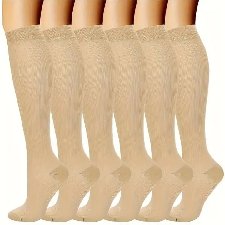 6 pares de calcetines de compresión sólidos para enfermera Color de piel negra - 1