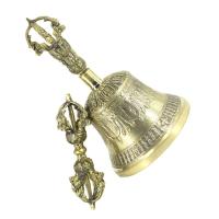 Tarro de Vra de Cobre Puro de Nepal Hecho a Mano Utensilios de Dharma de Estilo Brasso de Cinco Hebras Campana Decorativa para Puja - details 4