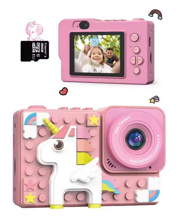 Cámara de Niños con Dinosaurios de Dibujos Animados Bloque de Construcción de 32GB SD Card Incluido - 1
