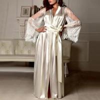 Albornoces largos de retazos para mujer, camisón de seda suave, albornoz de mujer, ropa de dormir sexy para mujer - details 6