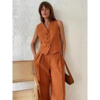 Conjunto Chic de Vestido y Pantalones de Lino-Algodón para Mujeres Moda de Verano para Oficinistas - details 10