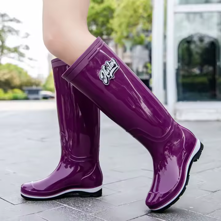 Botas De Lluvia De Moda Para Mujeres Altas, Suaves, Antideslizantes, Impermeables Con Estilo Sencillo - 1