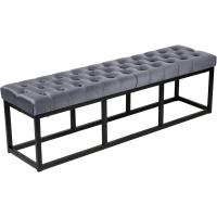 Banqueta En Estilo Velvet con Base Metálica Cuadrada I Banco Decorativo, Color:Verde Claro, Tamaño:150 cm - details 22