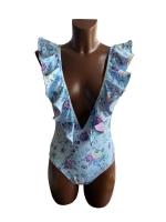 Traje de Baño de Una Pieza con Cuello en V y Estampado Floral Traje de Baño de Playa Tropical de Verano para Mujeres No Aceptable para Bebidas - details 4