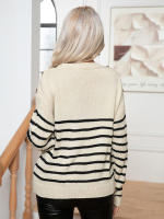 Suéter Retro a rayas para mujer, Jersey holgado de manga larga con botones, ropa de punto para otoño e invierno, novedad de 2023 - details 9