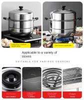 Olla vaporera multiusos de 2 capas con rejilla de vapor, doble caldera, utensilios de cocina de acero inoxidable, olla humeante para sopa espesa - details 5