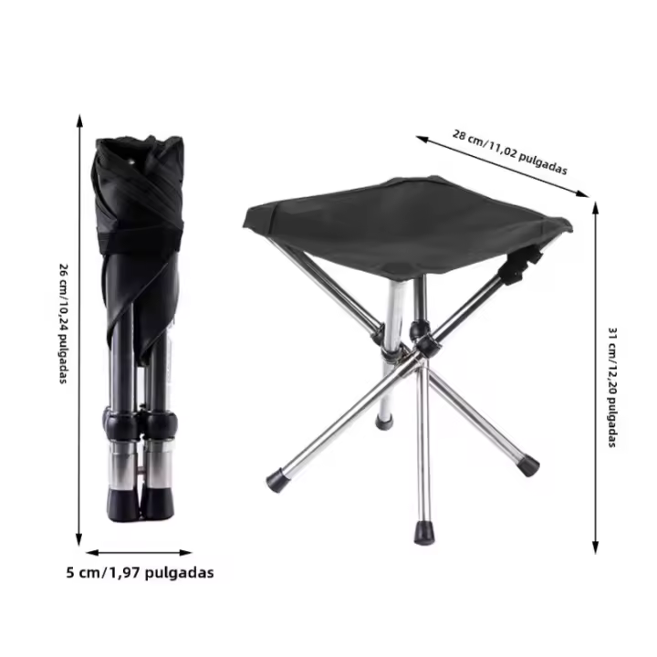 Taburete Tripode Plegable Para Camping Y Pesca Portátil Y Ergonómico Silla De Exterior Pequeña Para Playa Y Aventuras Al Aire Libre - 1