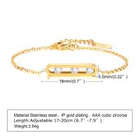 Pulsera de Cadena O de Piedra CZ Brillante Pulsera Femenina de Acero Inoxidable Dorado PVD - details 5