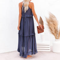 Vestido largo con borde de hoja de loto para mujer, falda de playa con vuelo grande y corriente, novedad de verano 2024 - details 15