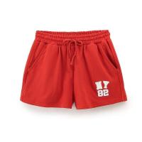 OUWU- Mujeres Carta Suelta Cuello Redondo Pullover Media Manga Sudadera Encaje Hasta Placket Pantalones Cortos Casual Sporty Rojo Blend Traje De Punto Parque Calle Playground Moda Sudadera - details 5
