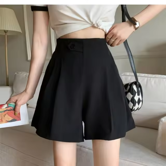 Pantalones cortos sueltos de cintura alta para mujer occidental, ajustados, ropa de exterior, informal - 1