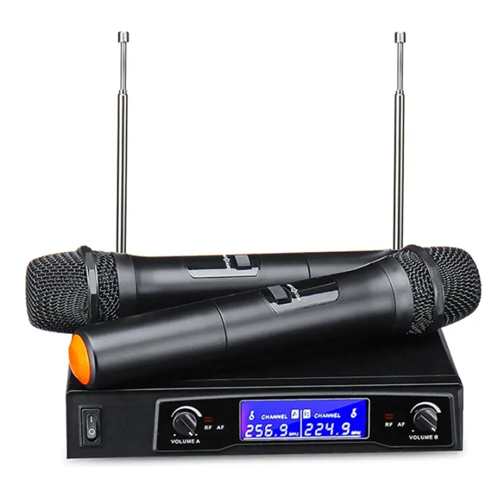 Micrófono de mano inalámbrico de 2 canales, Kit de sistema de micrófono con pantalla LCD Digital, enchufe estadounidense para fiesta - 1