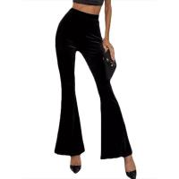 Pantalones elegantes de cintura alta para mujer, acampanados, color negro, cómodos, para otoño e invierno - details 1