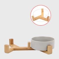 Comedero Elevado de Cerámica para Gatos y Perros 2 x 400ml con Soporte de Bambú y Alfombrilla Antideslizante Gris - details 3