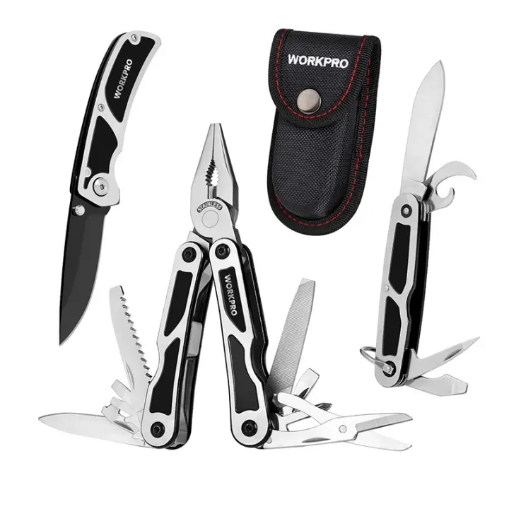 Cuchillos Tácticos de Multiherramienta para Supervivencia WORKPRO 3PC Cuchillo Multifuncional de Pluma Herramientas Especiales para Camping - 1
