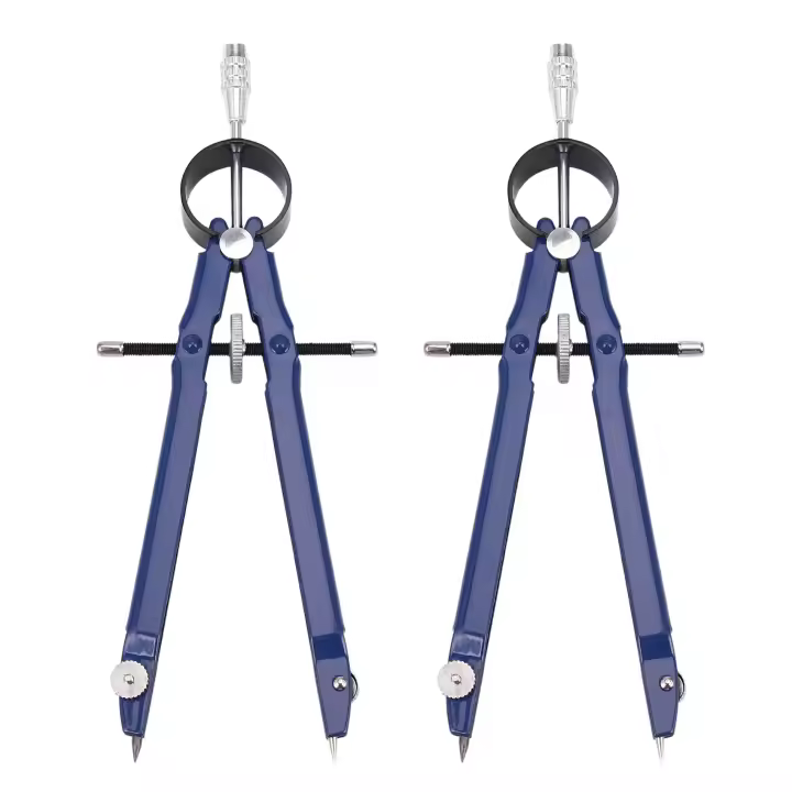 Paquete de 2 Brújula de dibujo con bloqueo, brújula de arco de matemáticas, dibujo de Metal - 1