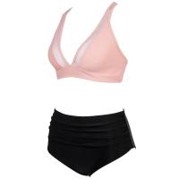 Bikini de Cintura Alta para Mujer 2024 Traje de Baño de Rayas con Cuello en V - details 6