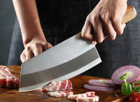 Cuchillo de cocina de carnicero chino, navaja de acero inoxidable, afilado, para cortar carne, mango de madera - details 5