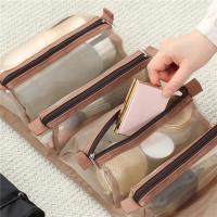Bolsa de cosméticos 4 Uds en 1 para mujer, bolsa de cosméticos separable de malla con cremallera, bolsa de nailon plegable para mujer, bolsa de almacenamiento de brochas de maquillaje de cuerda - details 3