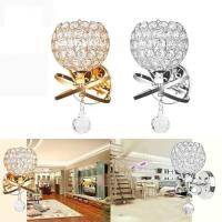 Candelabro de pared de cristal E27, lámpara de cabecera de dormitorio Simple y creativa, luces doradas/Plateadas para dormitorio - details 2