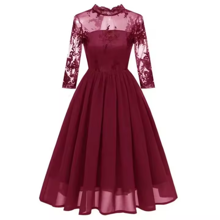 2024 nuevas mujeres 3/4 mangas nupcial encaje elegante vestidos de invitados de boda Sexy transparente gran vientre vestido Formal de graduación mujeres - 1