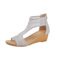 Sandalias Sandalia de verano, versátiles, cómodas, informales, de malla, suela gruesa, tacón inclinado, zapatos de mamá de talla grande para mujer - details 3