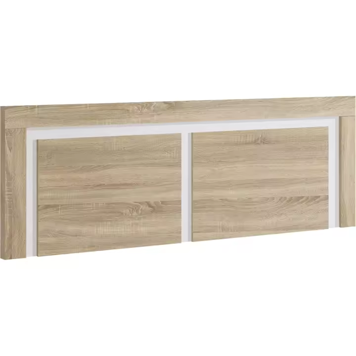 Taburete de Cabeza de Cama de Roble y Blanco Longitud de 155 cm, Altura de 60 cm, Grosor de 3 cm - 1