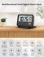 Reloj de Alarma de Viaje Dos Niveles de Retroiluminación, 2 Volúmenes, 12/24H, Calendario, Temperatura, Modo de Semana, Snooze Sin Batería Incluida - details 0