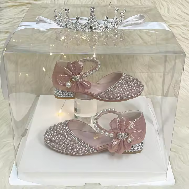 Zapatos de vestir de tacones altos de cristal de princesa para niñas - 1