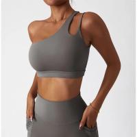 Sujetador a prueba de golpes para mujer con parte de atrás bonita, ropa deportiva para gimnasio y correr, chaleco Fiess, Top con correa Irregular, Material de nailon - details 7