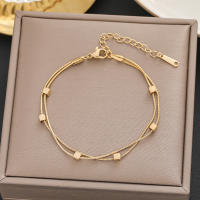 Pulsera de Circonio Brillante de Oro 18k Diseño Exquisito de Corea Regalo Plateado de Ley 925 para Mujer y Niña - details 0