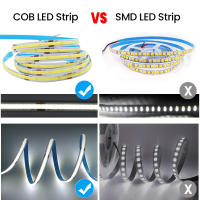 Tira de luces LED COB de 5M, 12V, 24V, 8MM de ancho, cinta Flexible de diodo 320 K, 3000K, 4000K, 6000K, para habitación - details 3