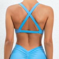 Ropa de yoga desnuda, sujetador de yoga para ejercicio de secado rápido ajustado para mujer, sujetador de fitness de belleza con espalda cruzada para correr al aire libre - details 11