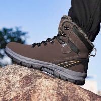 Zapatos para exteriores para hombre con parte superior de cuero de fibra ultrafina, piel impermeable, soporte para el arco aislado y botas gruesas - details 4