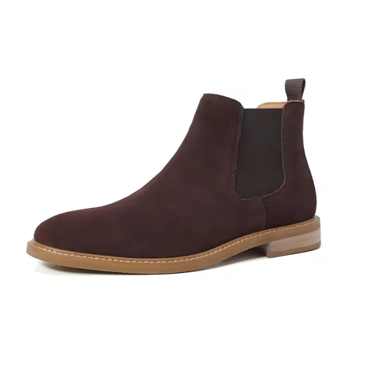 Nuevas botas Chelsea, botines cortos de piel abatible, botas de gamuza de vaca de cuero genuino para hombres - 1