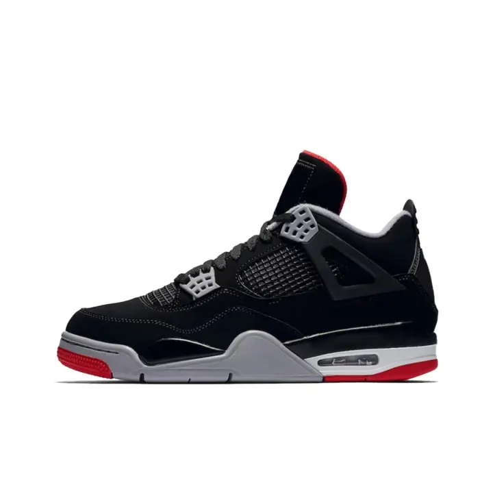 Zapatillas de baloncesto Basketball 4S transpirables para hombre mujer corriendo, negro y rojo - 1